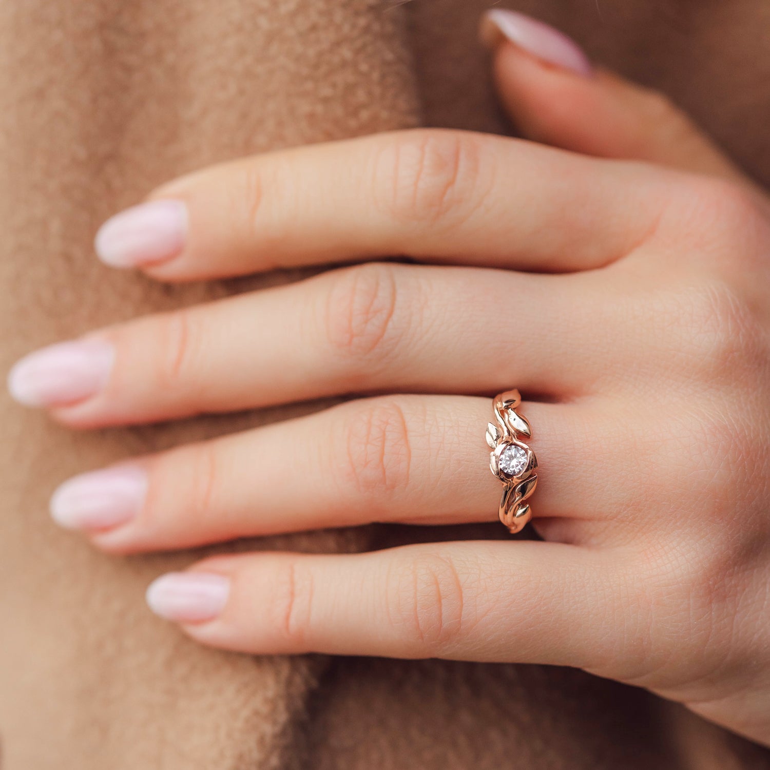 Secret Garden Solitaire Diamond Ring, Round Brilliant