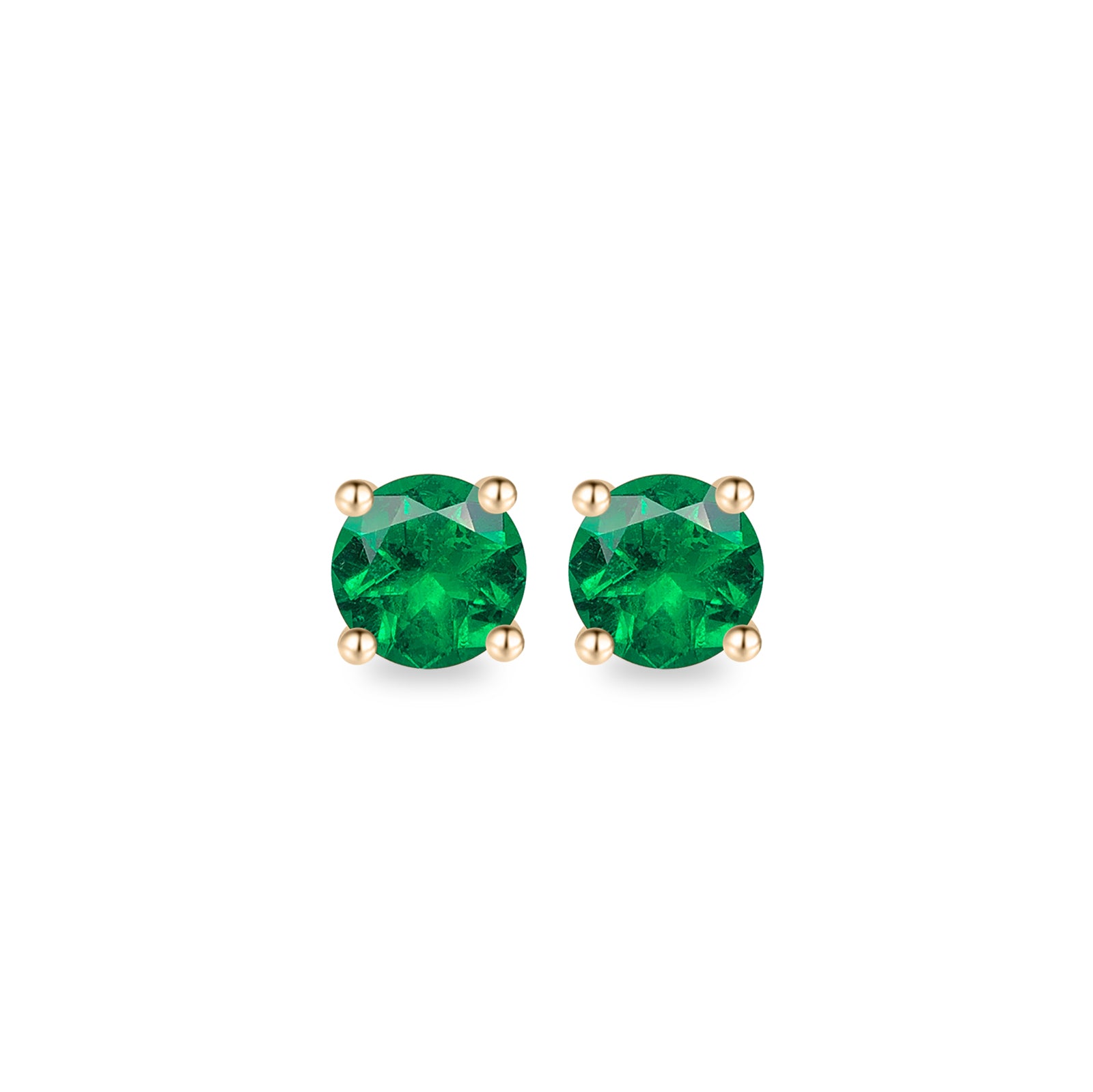 Round Emerald Stud Earrings