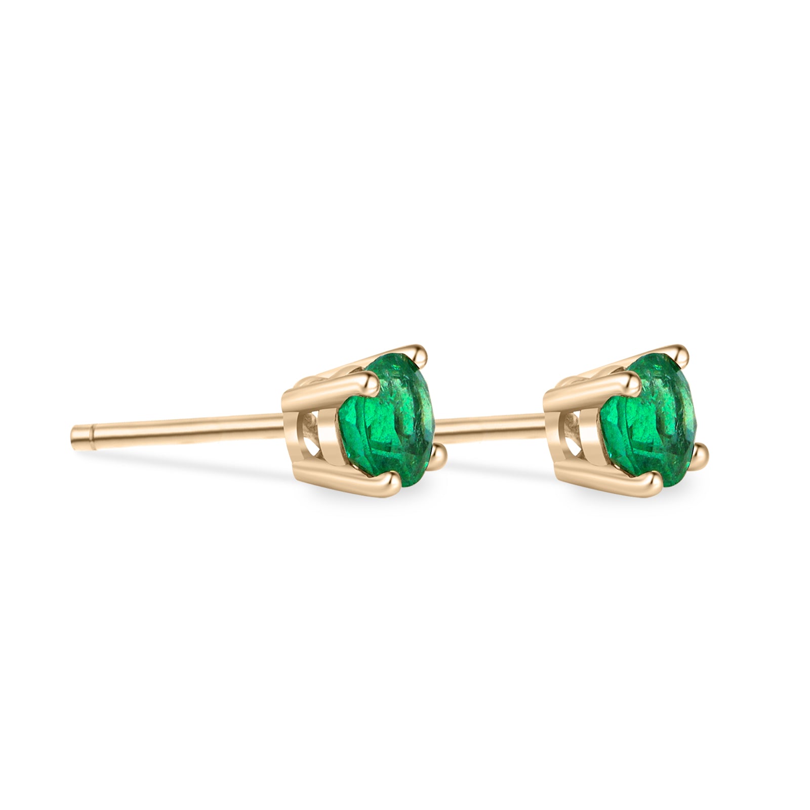 Round Emerald Stud Earrings