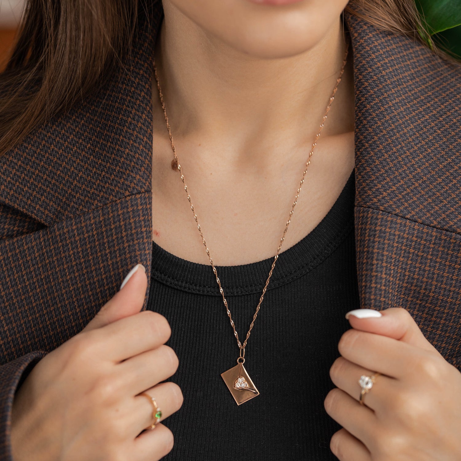 The Love Envelope Charm, Natural Diamonds