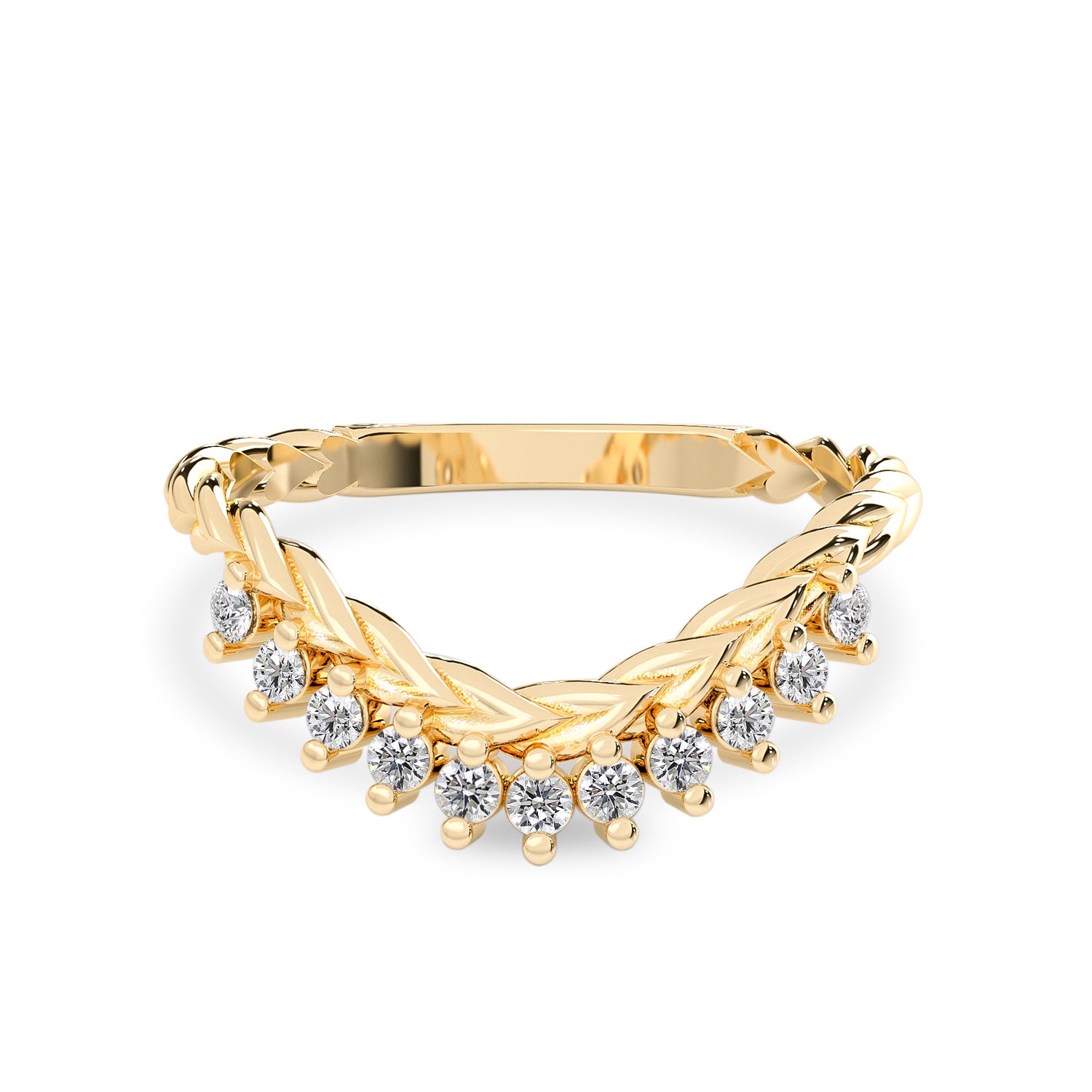 Curved Weave Hidden Heart Eternity Band, Natural Diamond