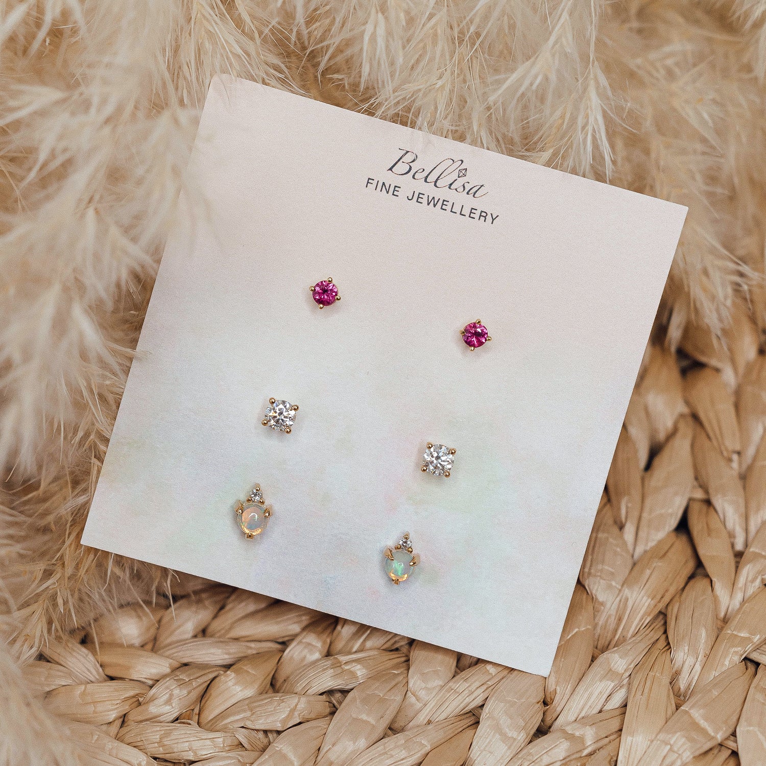 Tiger Claw Opal Diamond Stud Earring