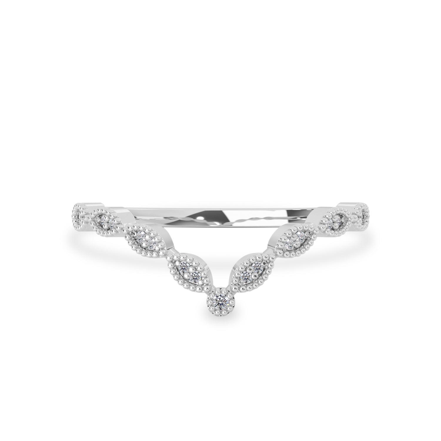 1920s Milgrain Marquise Dot V Curved Eternity Ring