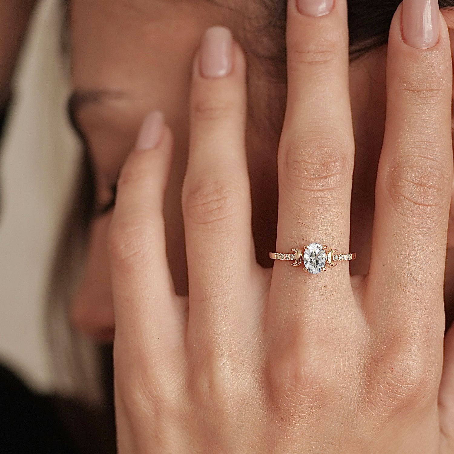 Whistler Moon Engagement Ring, Oval Brilliant With Pavé