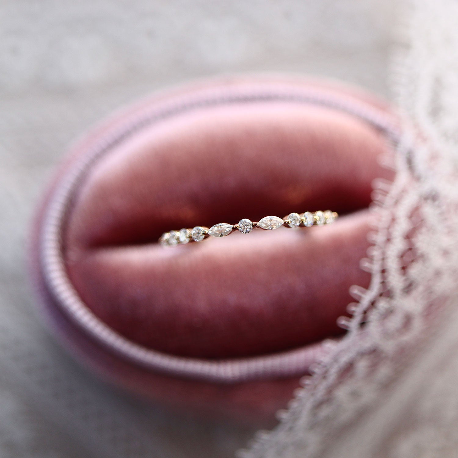 Bellisa Signature Curved Marquise Round Half Eternity Ring