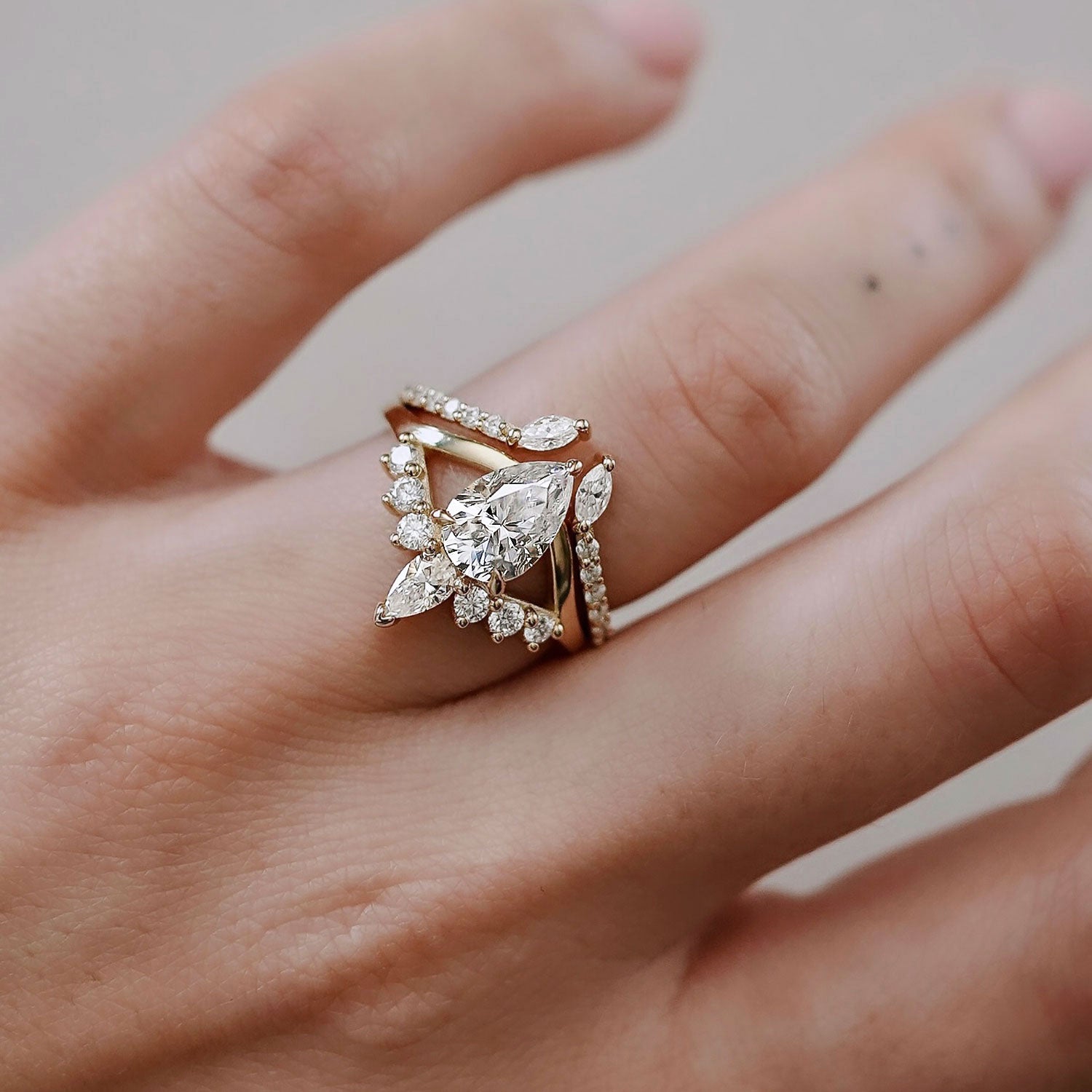 Eye of Love Engagement Ring, Pear With Round Brilliant