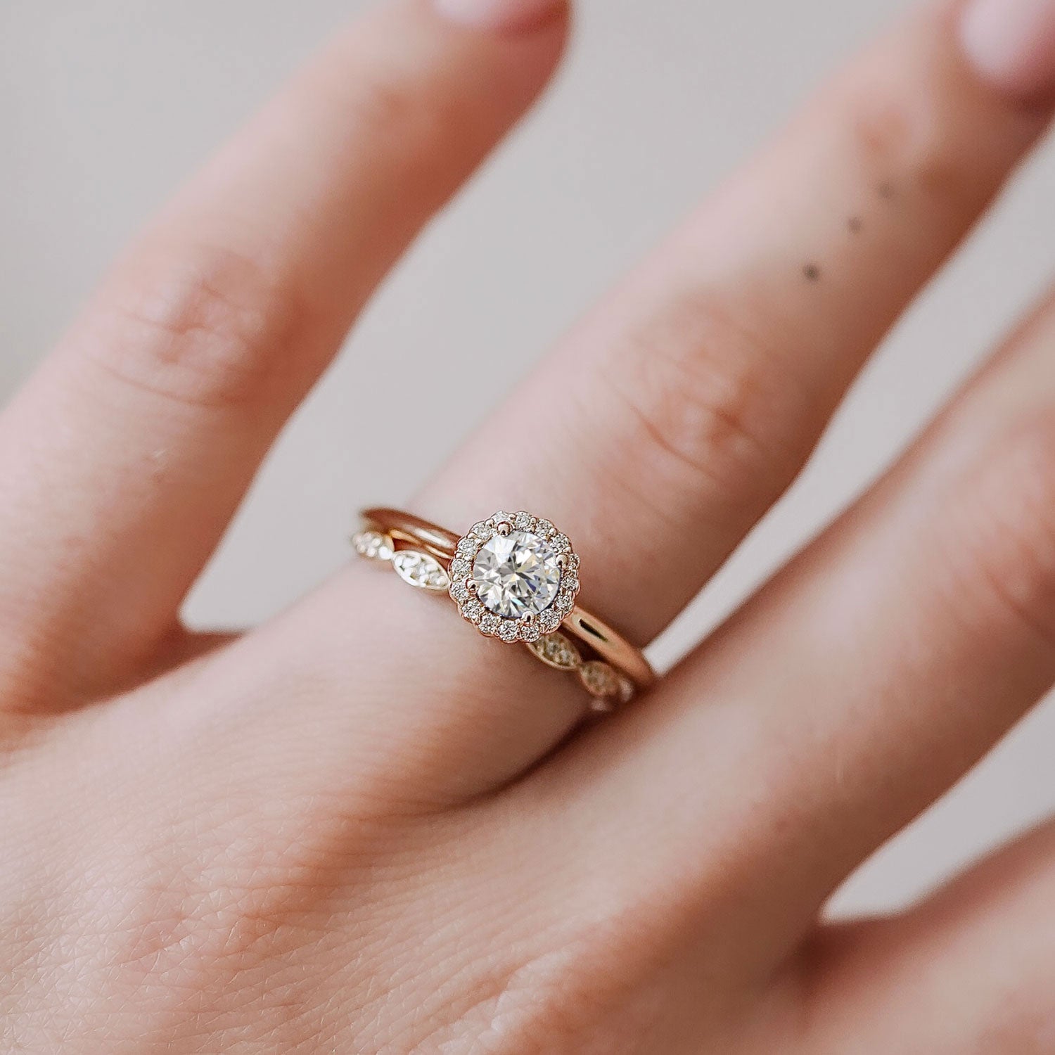 round moissanite twist halo engagement ring canda