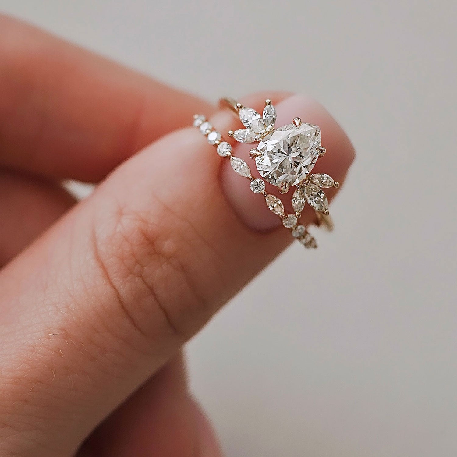 Wings of Love Engagement Ring, Pear Brilliant With Marquise