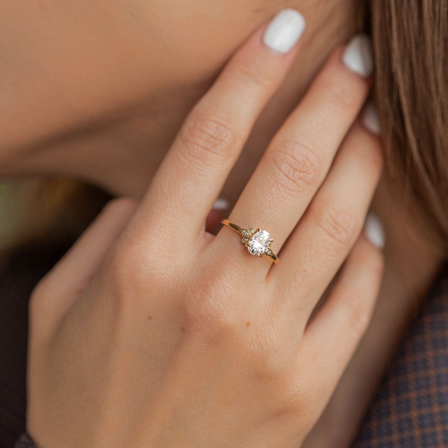 Oval Lab Grown Diamond Solitaire Petal Engagement Ring