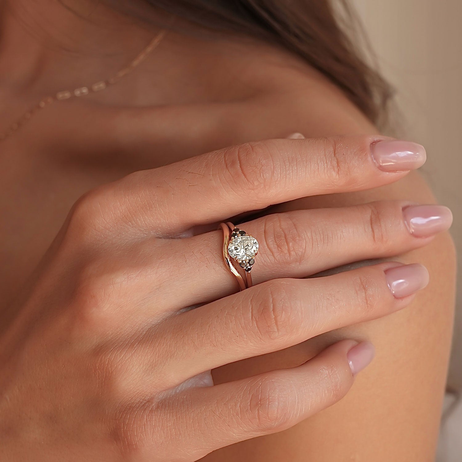 14k Solid Gold Curve Stackable Ring