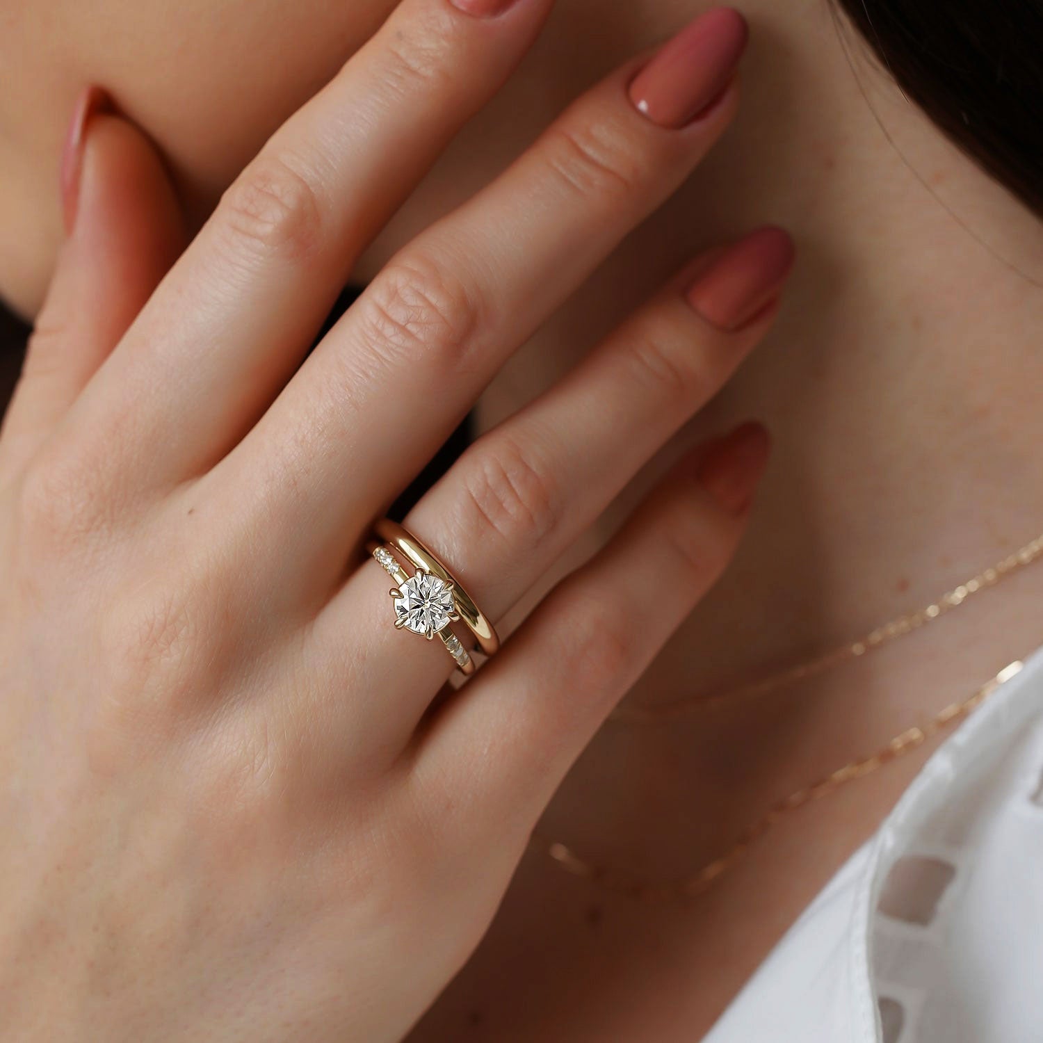 Minimalist Full Round Wedding Band, 14k Solid Gold