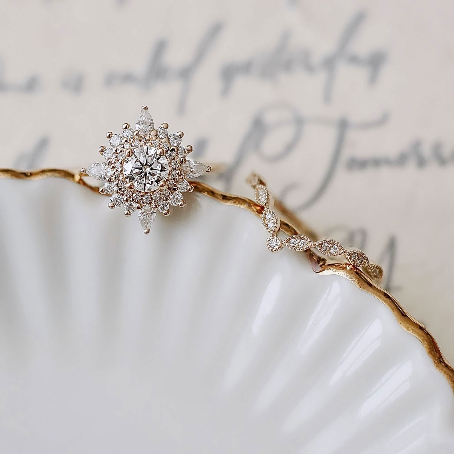 1920s Milgrain Marquise Dot V Curved Eternity Ring