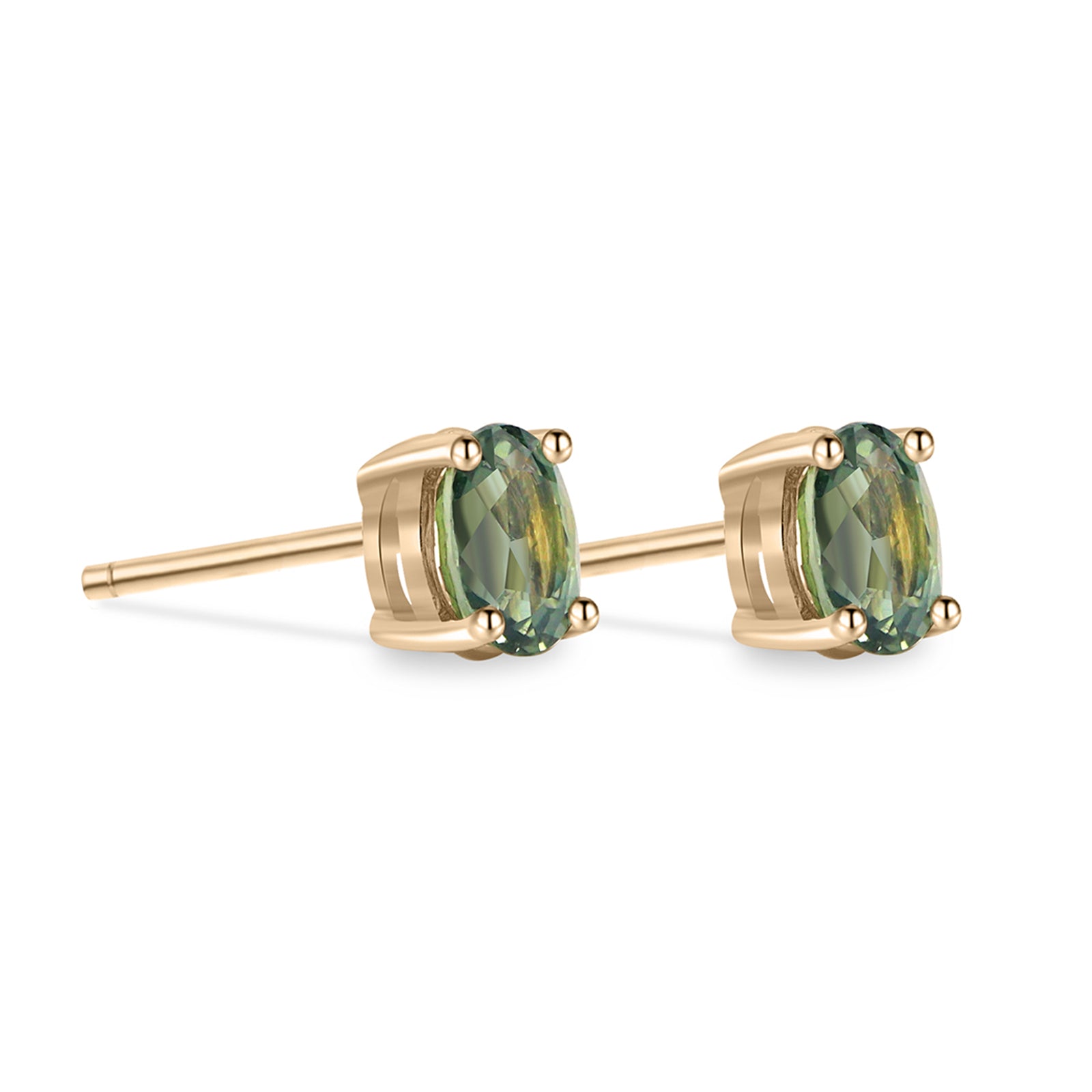 Greenish-Blue Sapphire Stud Earrings