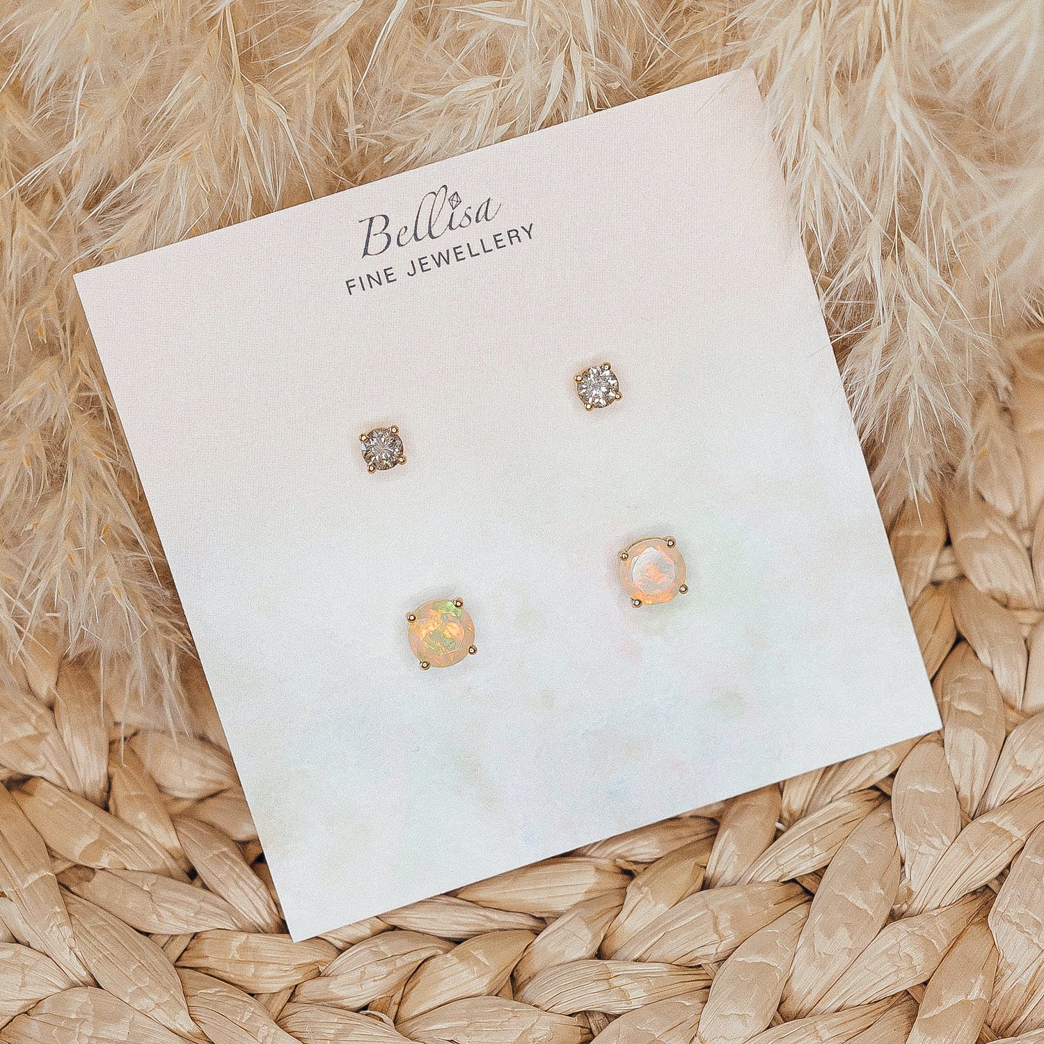 Round Cut Opal Stud Earrings