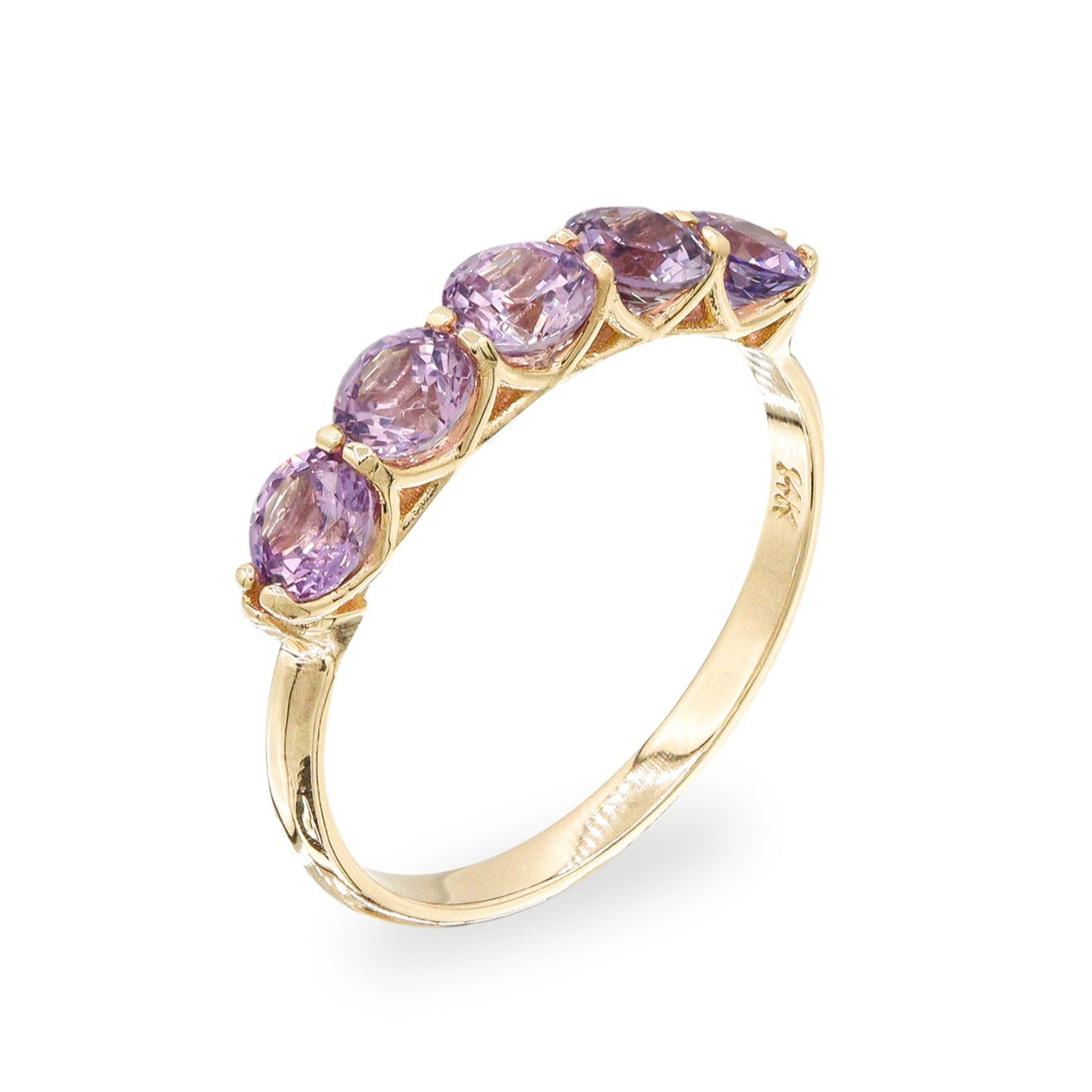 Natural Pink Sapphire Shared U Prong Ring