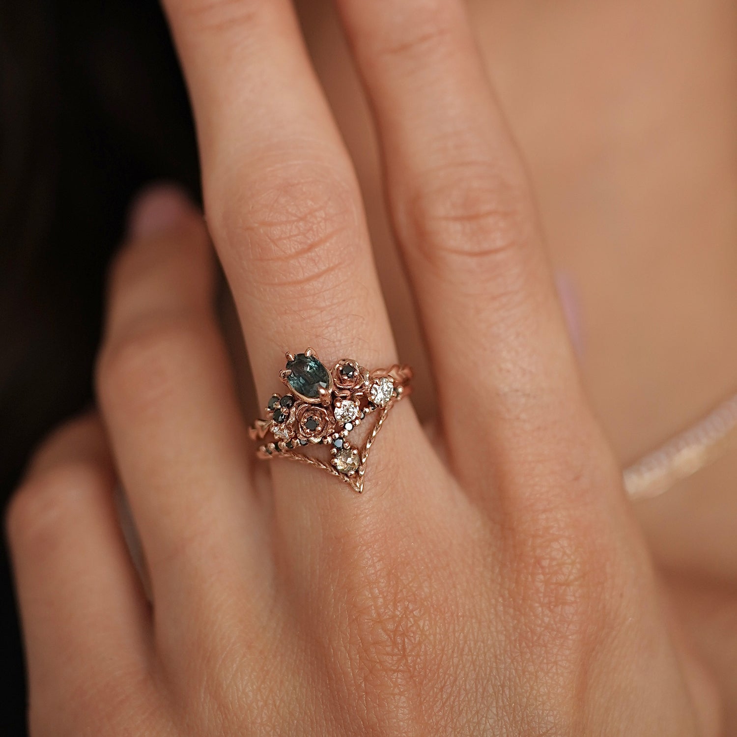 black diamond curved eternity rings