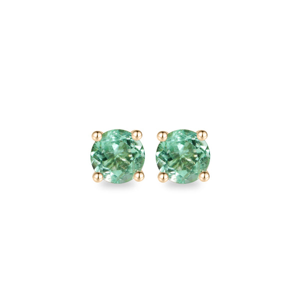 Light Round Emerald Stud Earrings