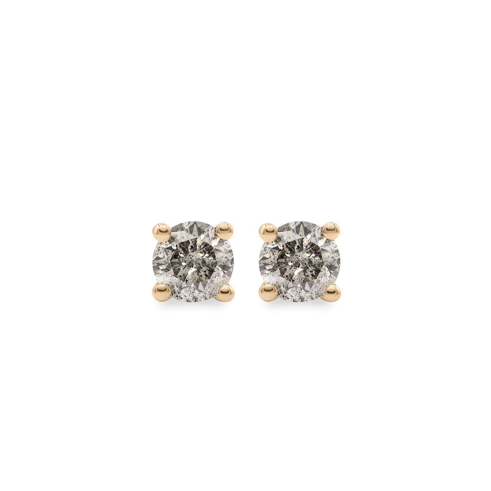 Round Salt & Pepper Diamond Stud Earrings