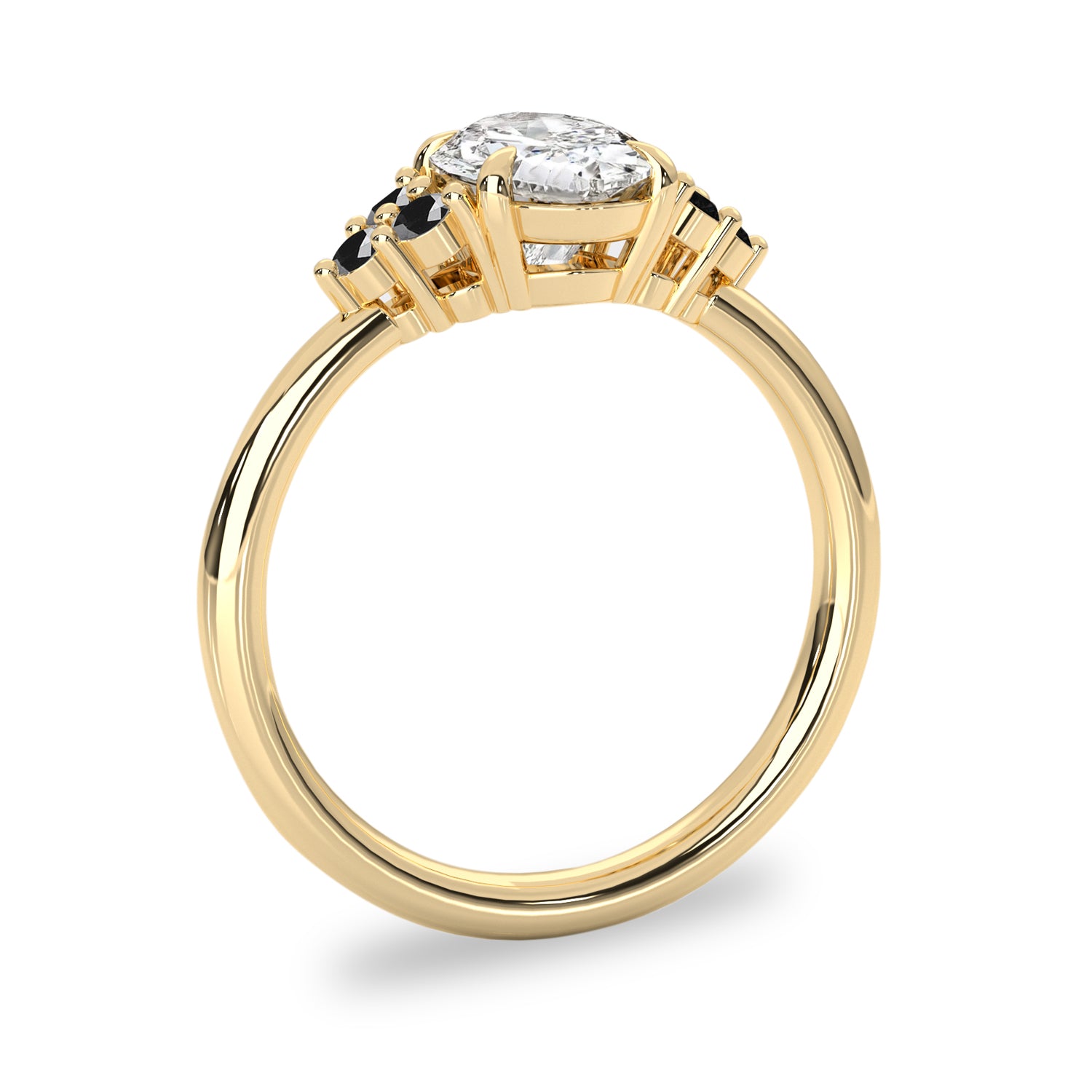 Oval Jasper Side Cluster Engagement Ring, Moissanite/Lab Grown Diamond