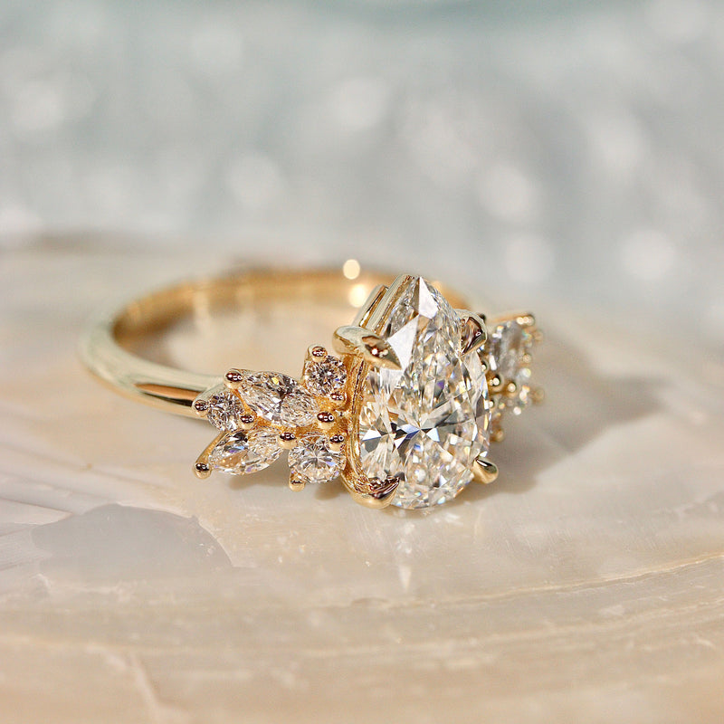 Pear Anna's Dream Engagement Ring, Pear With Marquise