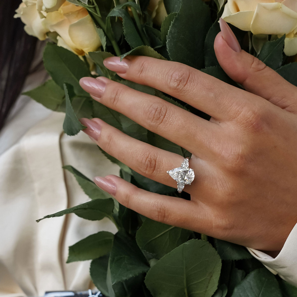 Tiana Pear Cut Three Stone Engagement Ring