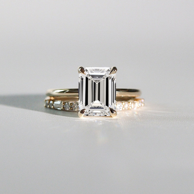 Chloe Emerald Cut Hidden Halo Engagement Ring, High Set