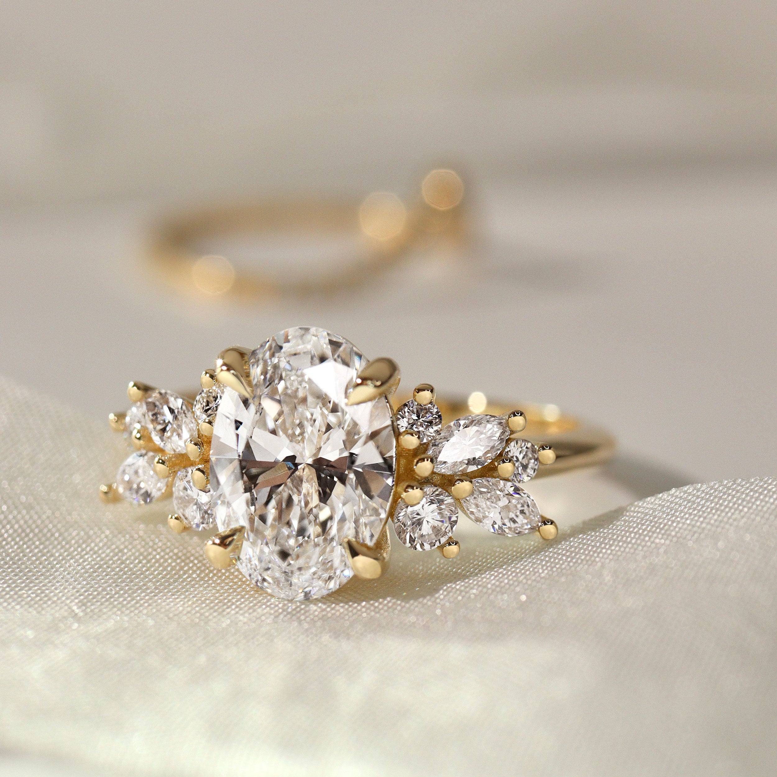 Oval Anna's Dream Engagement Ring, Oval Brilliant With Marquise