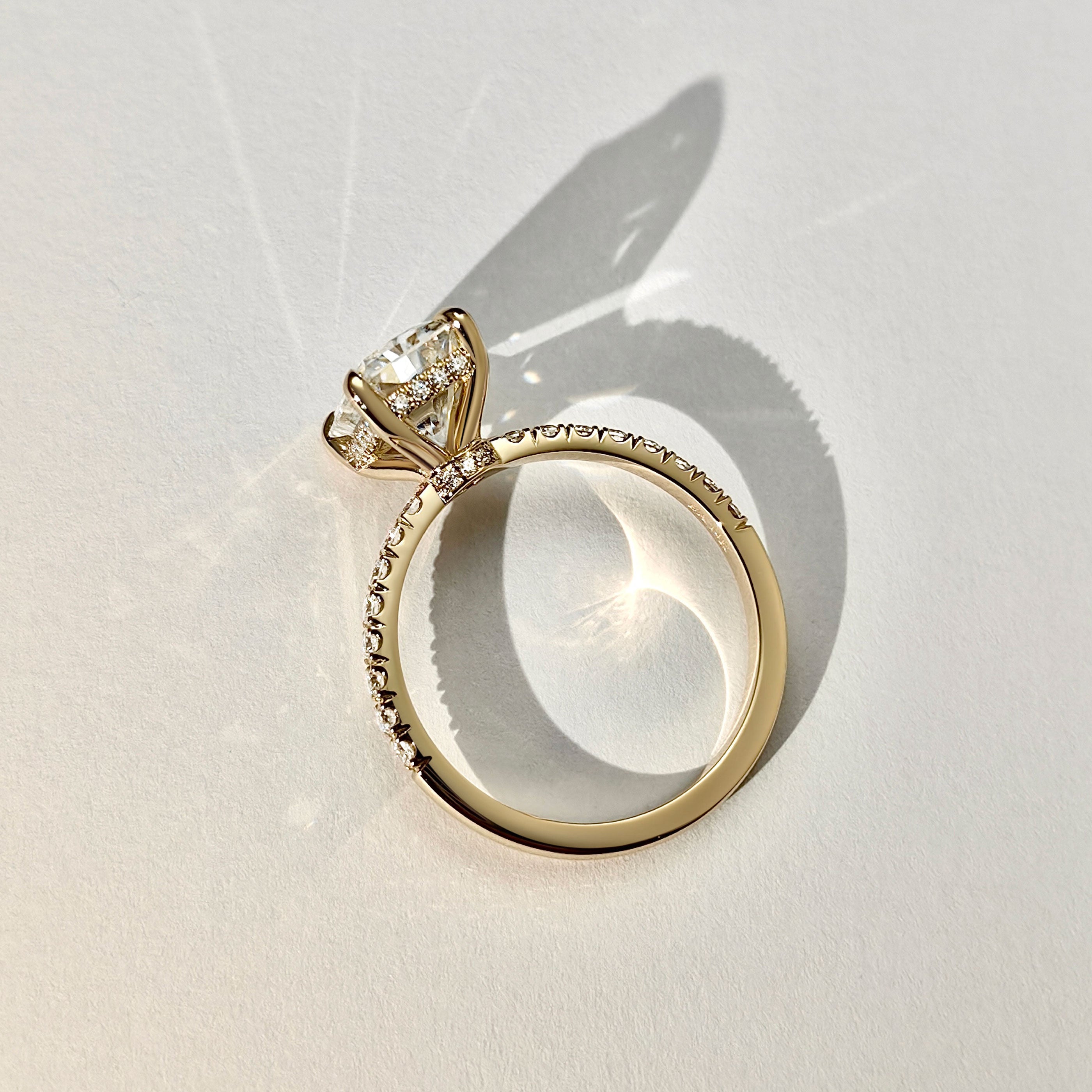 Lily Radiant Double Hidden Halo Engagement Ring, Moissanite/Lab Grown Diamond