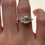 Evelyn Emerald Cut Three Stone Engagement Ring, Low Set