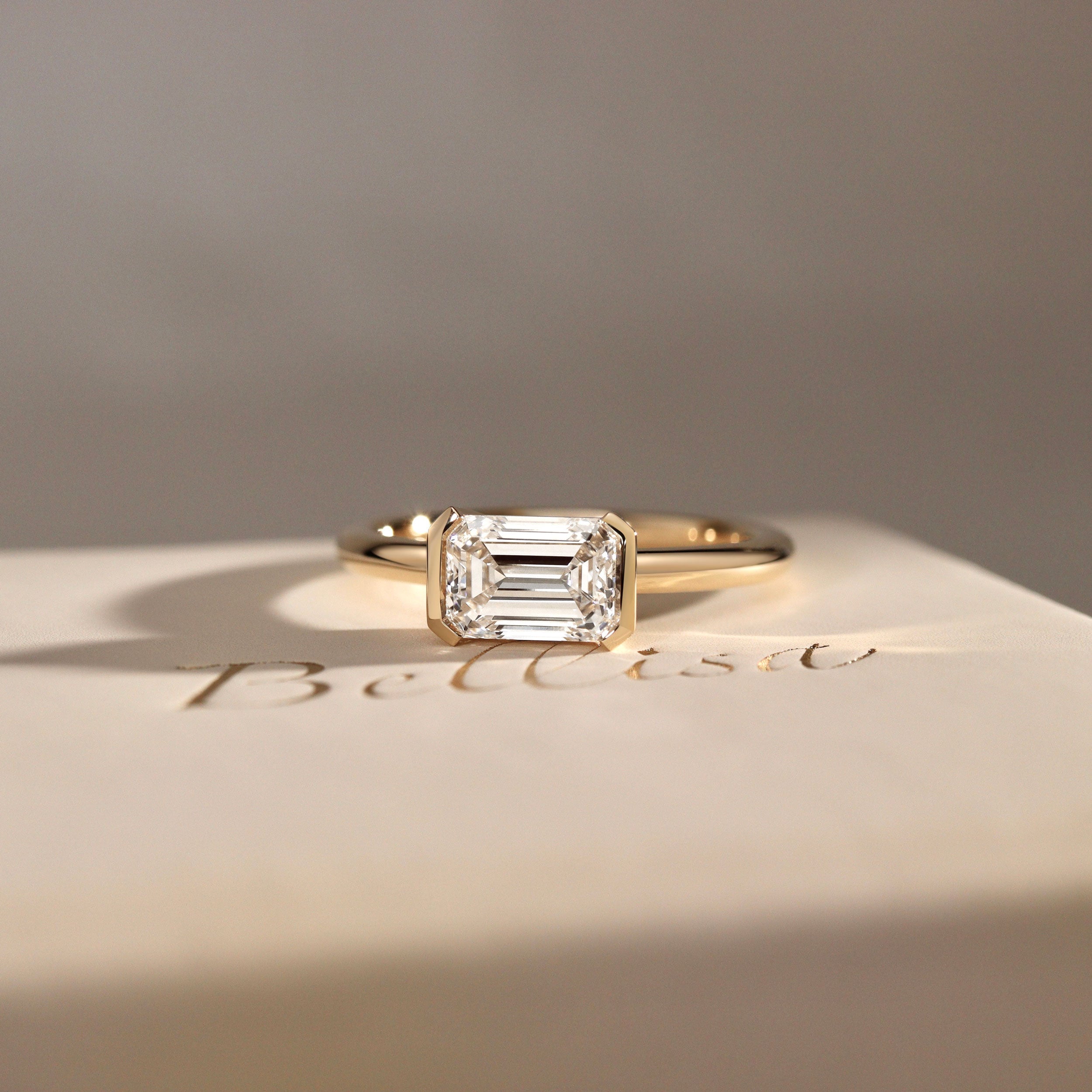 Bespoke #9173 - Custom 1ct Lab Grown Diamond East-West Half Bezel Engagement Ring