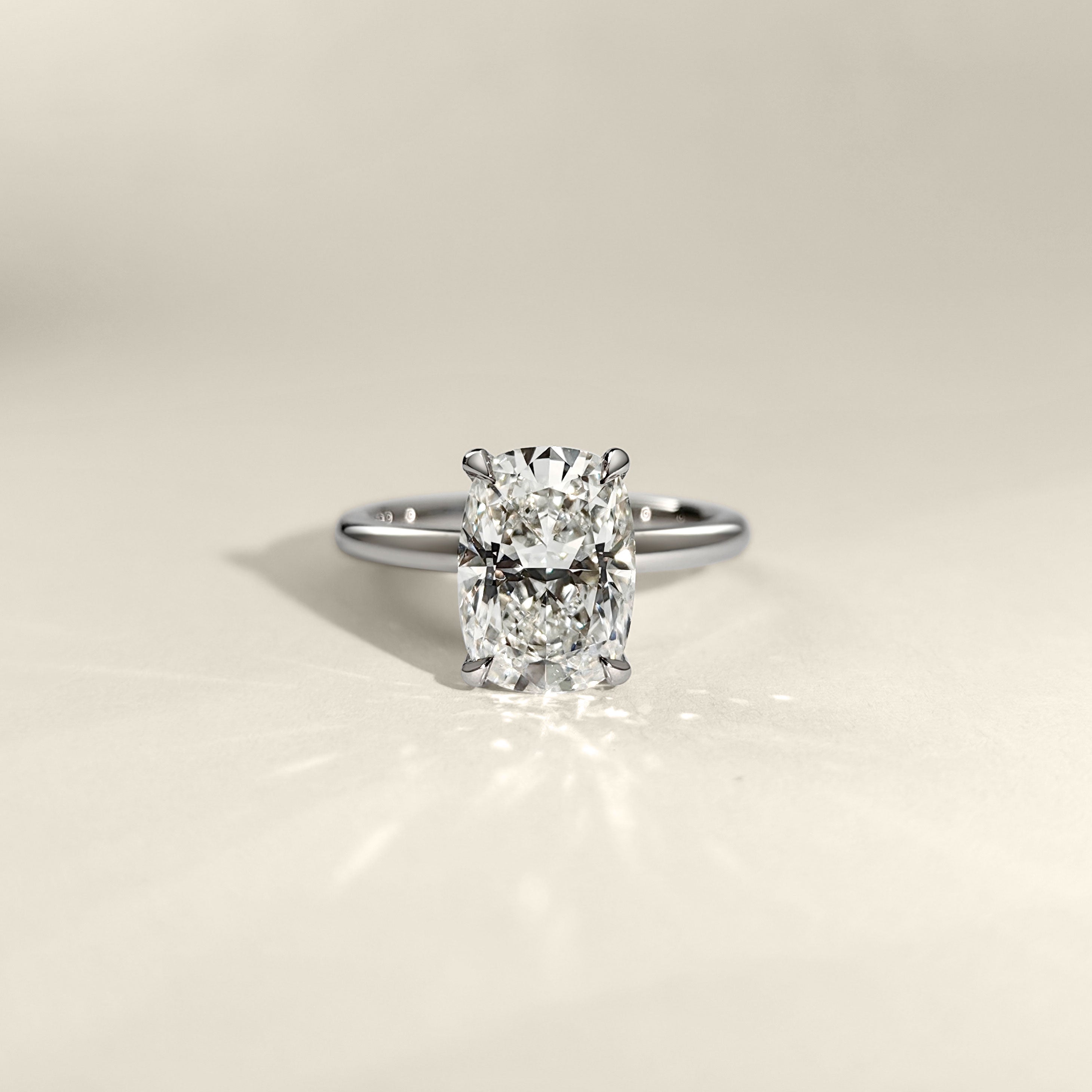 Chloe Elongated Cushion Cut Hidden Halo Engagement Ring, Moissanite/Lab Diamond