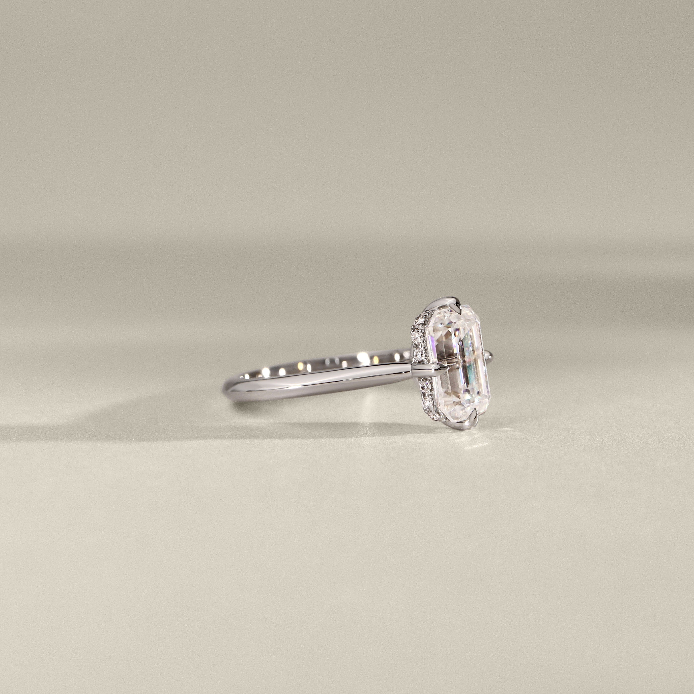 Jodie Compass Emerald Cut Hidden Halo Engagement Ring