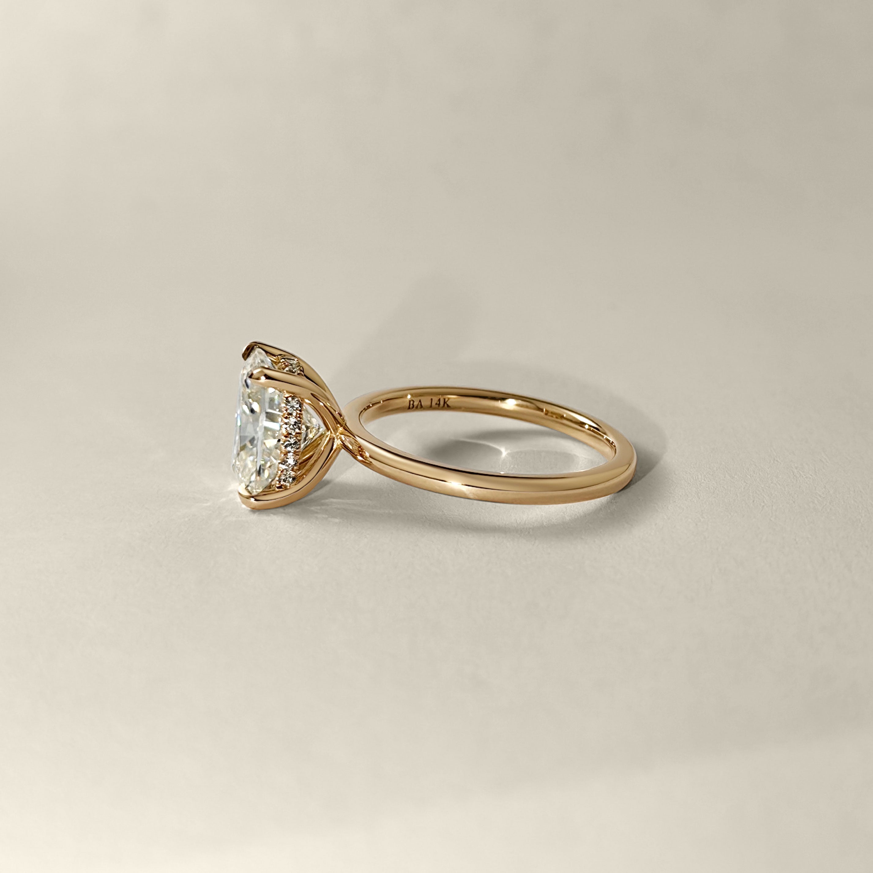 Chloe Elongated Cushion Cut Hidden Halo Engagement Ring, Moissanite/Lab Diamond