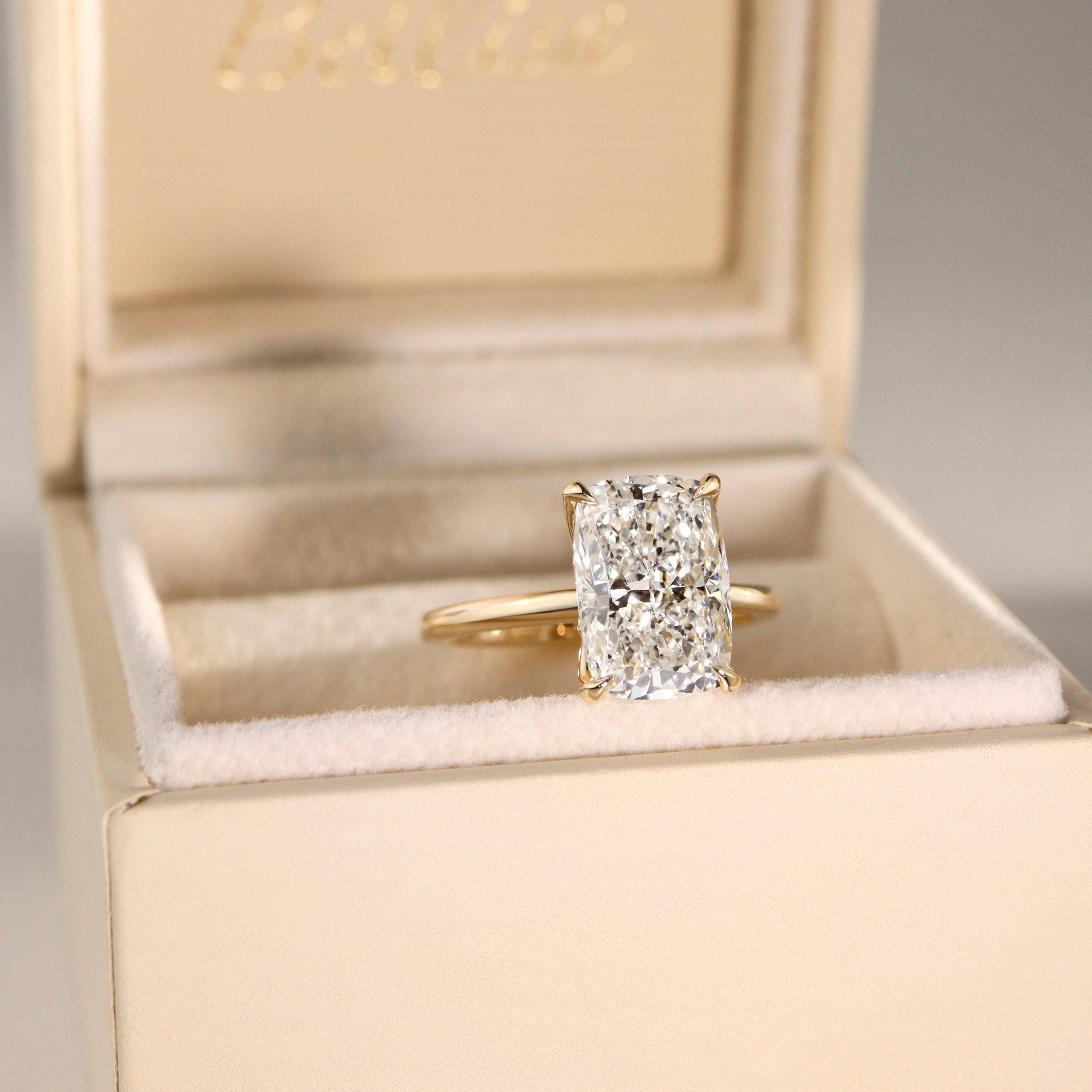 Elara Elongated Cushion Petal Solitaire Engagement Ring