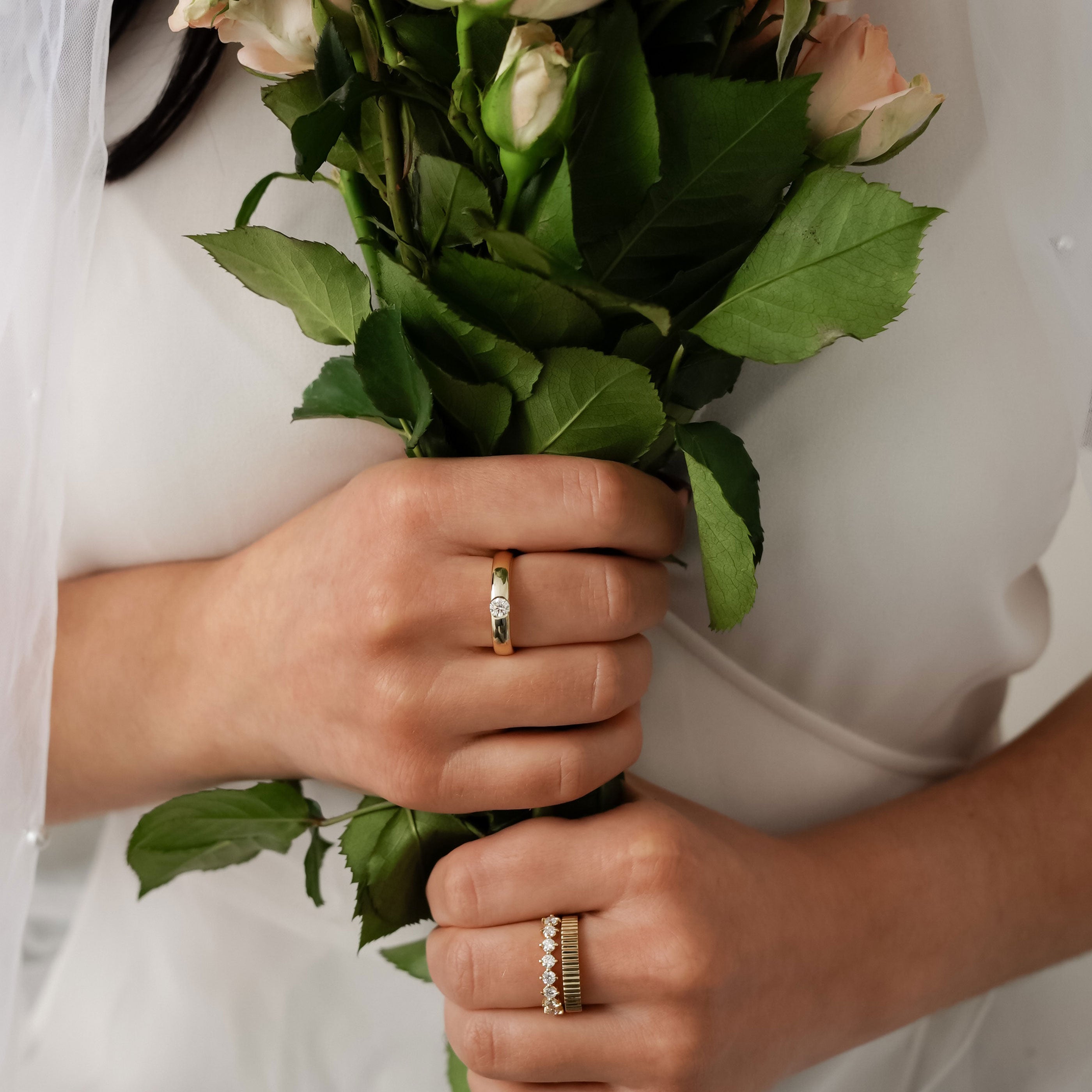 4mm Flush Set Forever Wedding Band, 14k Gold