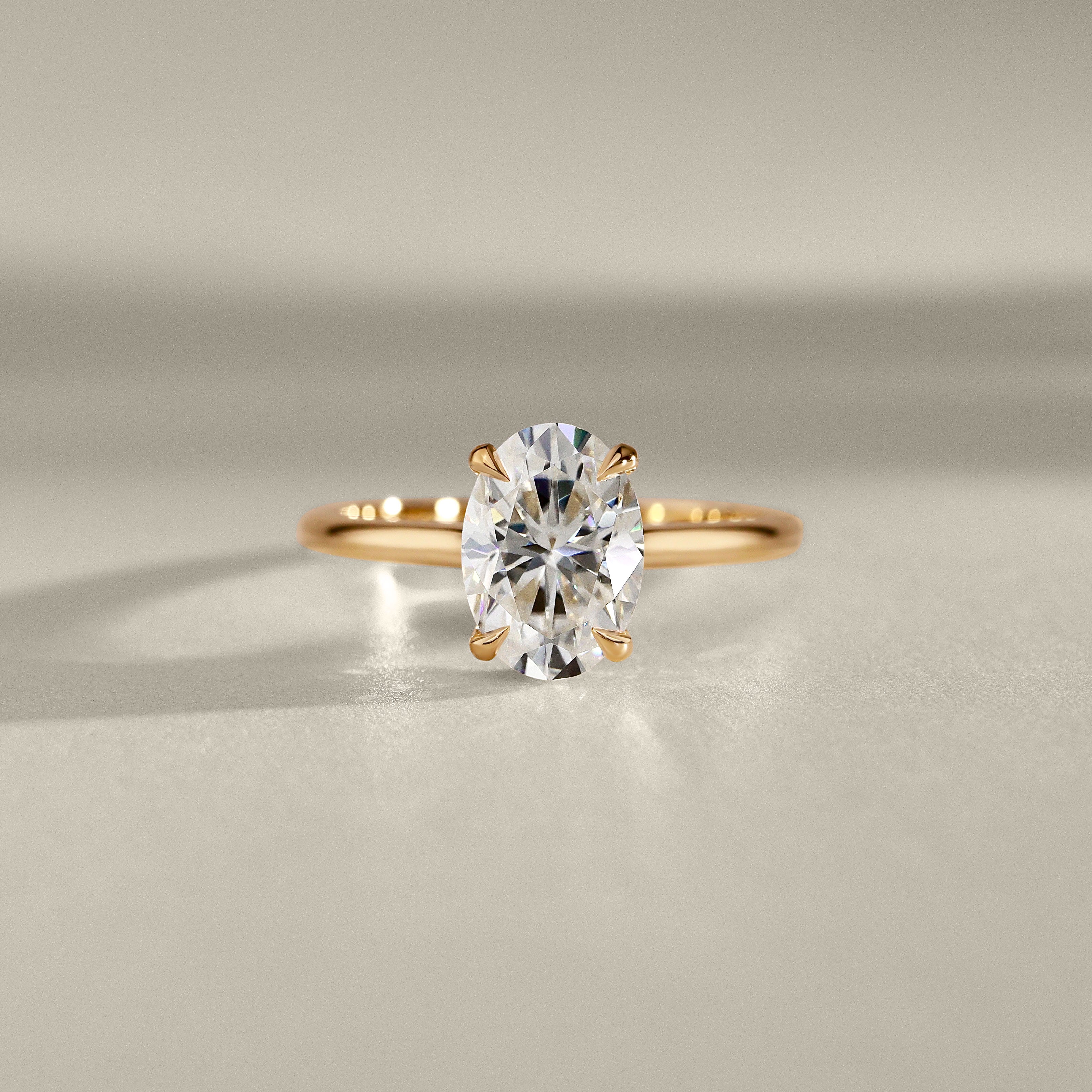 The Petal Oval Hidden Halo Engagement Ring, Moissanite/Lab Grown Diamond