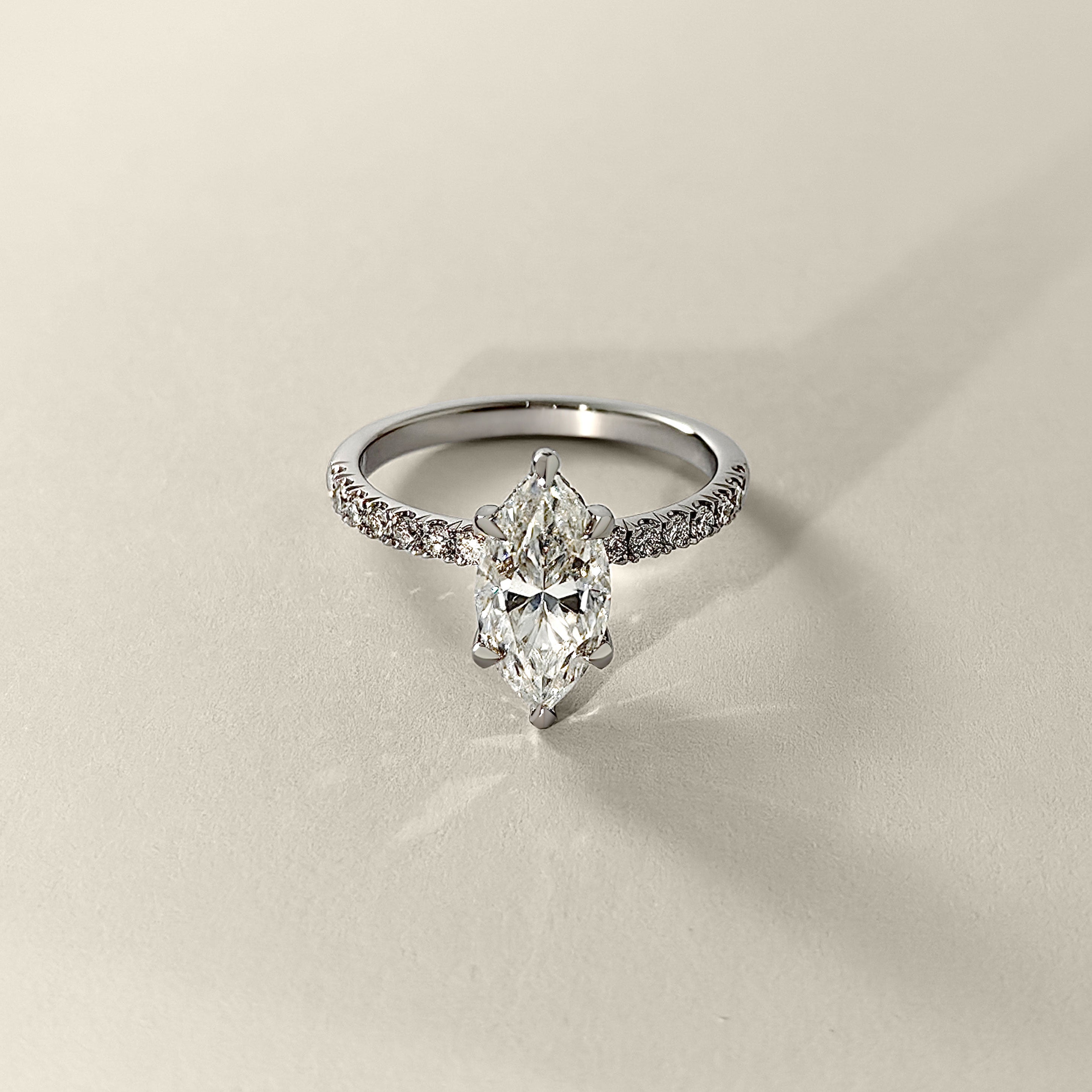 Lily Marquise Double Hidden Halo Engagement Ring, Moissanite/Lab Grown Diamond