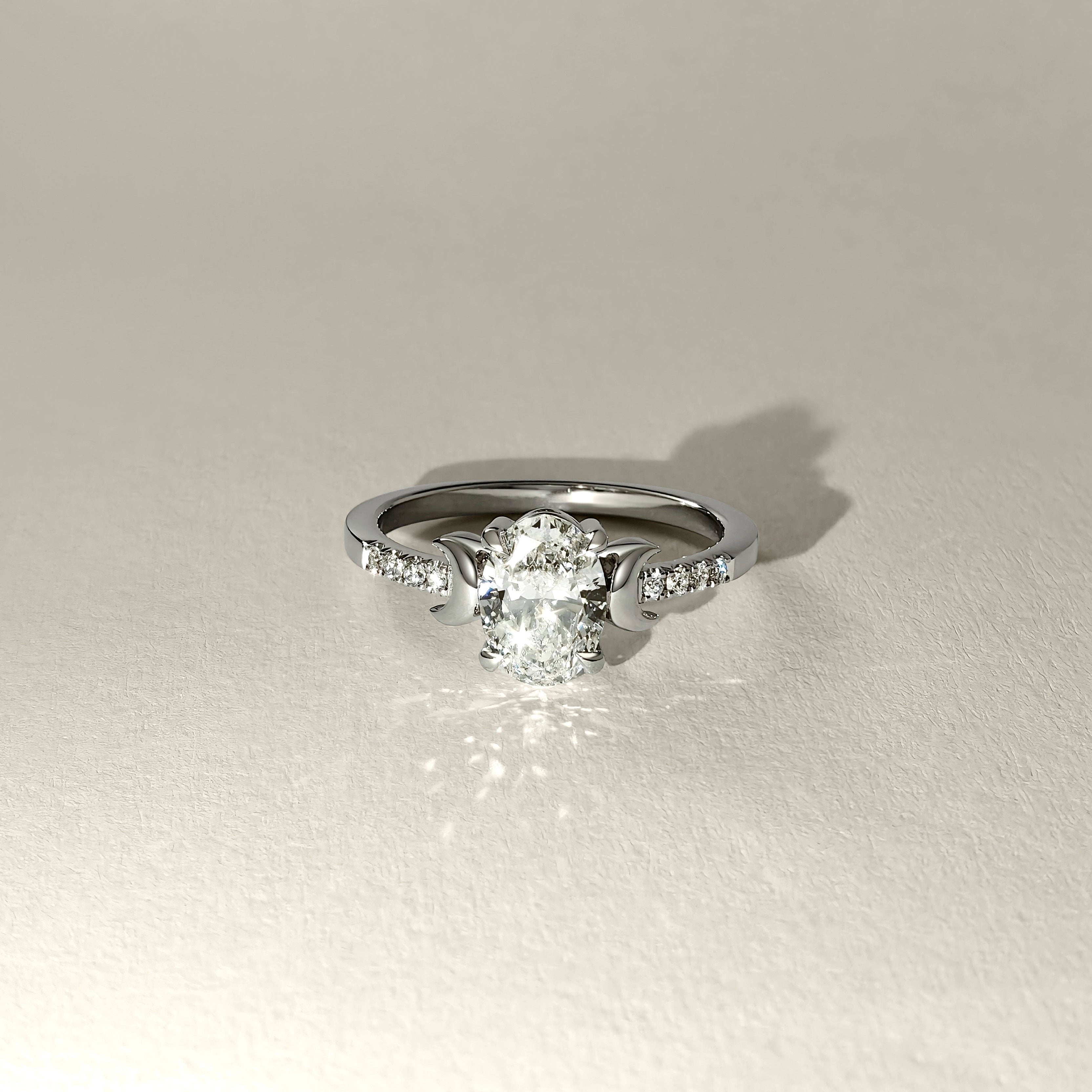 Whistler Moon Engagement Ring, Oval Brilliant With Pavé