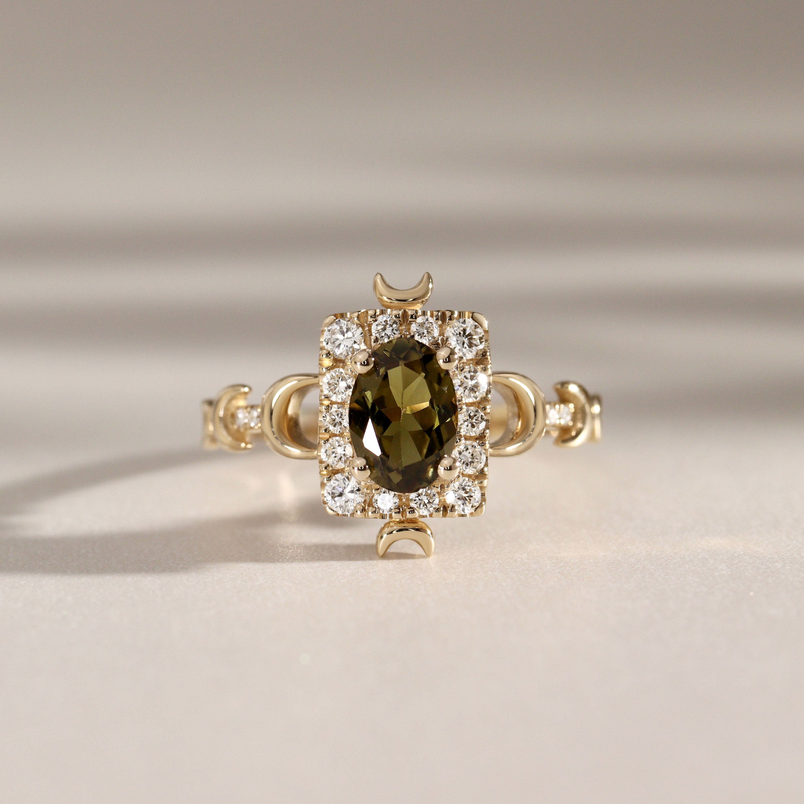 Tall Maeve Lunar Magic Moon Phase Ring, Halo With Pavé