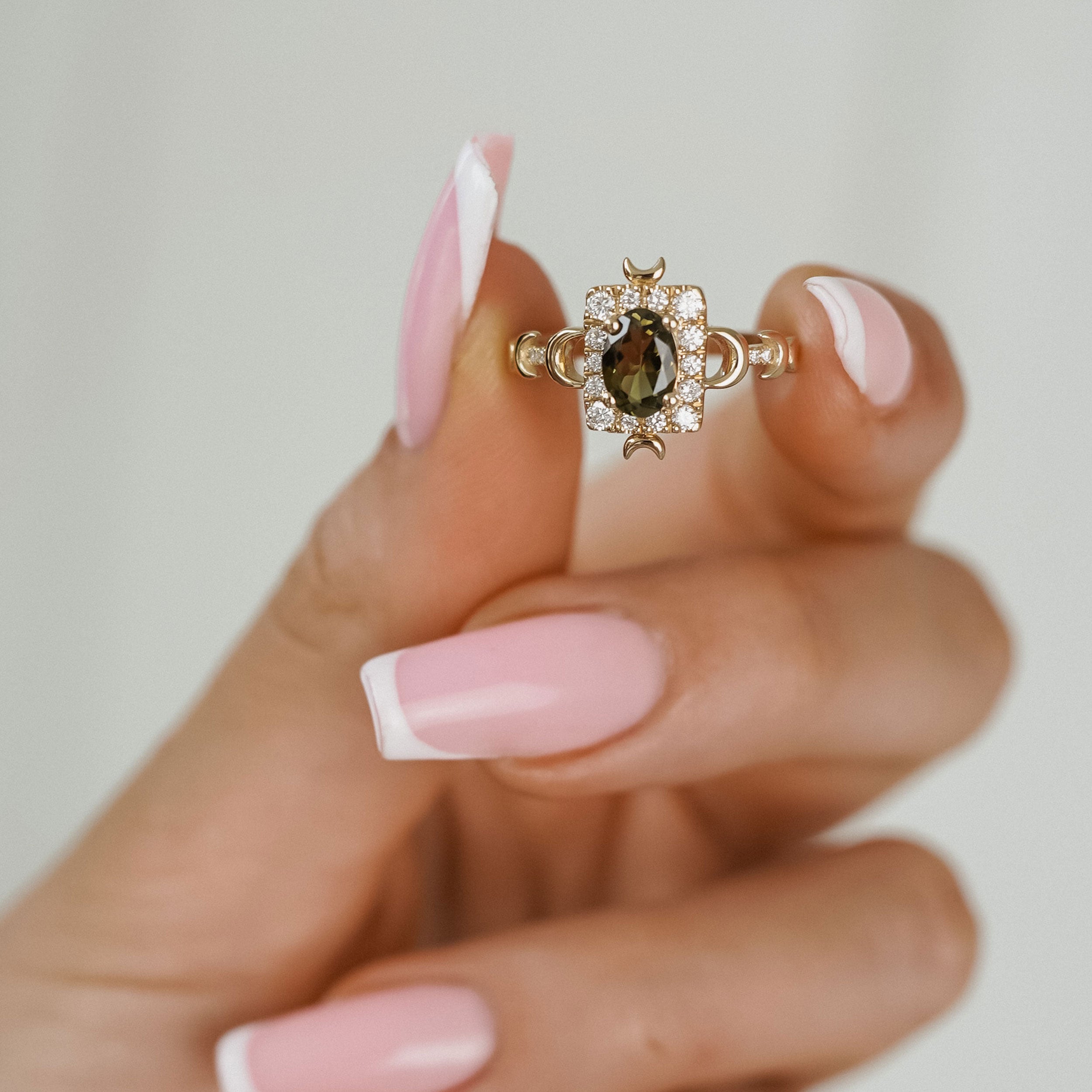 Tall Maeve Lunar Magic Moon Phase Ring, Halo With Pavé