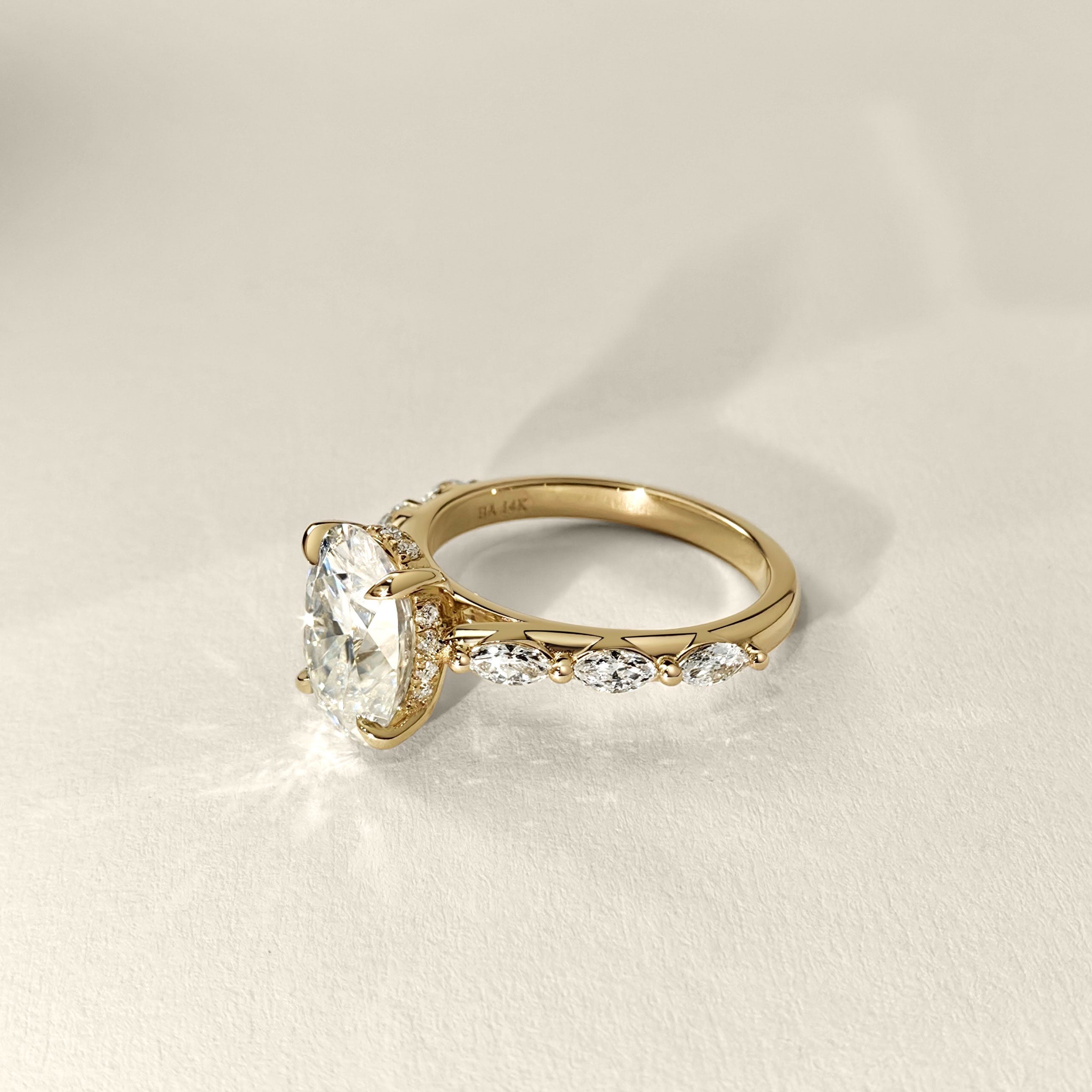 Emilia Oval Cut Marquise Band Engagement Ring, Moissanite/Lab Grown Diamond