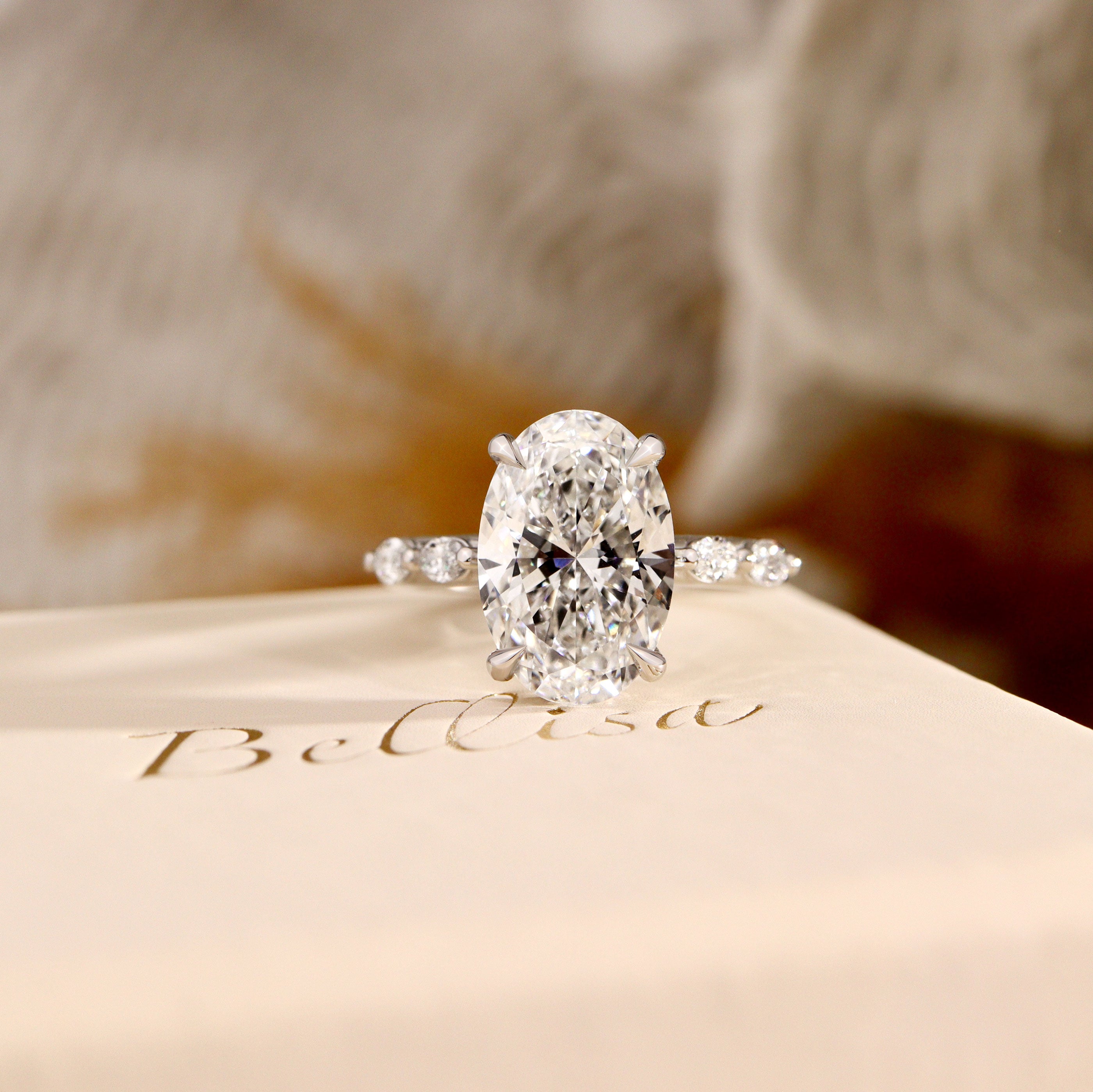 Oval Emilia Marquise Band Engagement Ring, Moissanite/Lab Grown Diamond