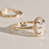 Stella Oval Forever Halo Engagement Ring, Moissanite/Lab Grown Diamond