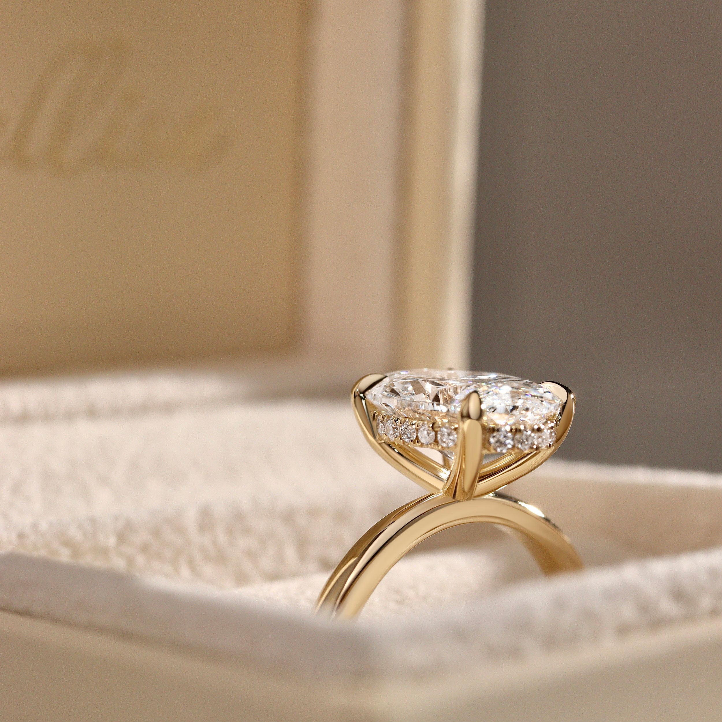 Chloe Oval Hidden Halo Engagement Ring, Moissanite/Lab Grown Diamond