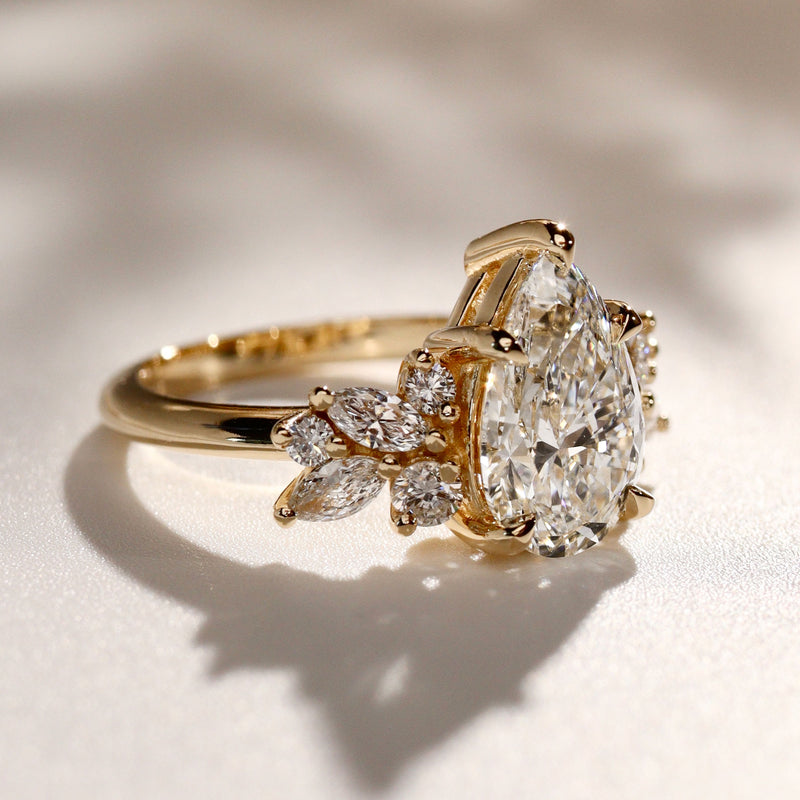 Pear Anna's Dream Engagement Ring, Pear With Marquise