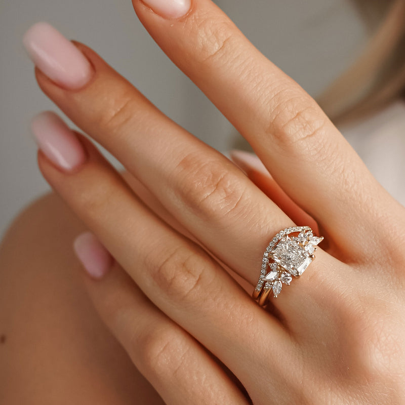 Radiant Anna's Dream Engagement Ring, Radiant Cut With Marquise