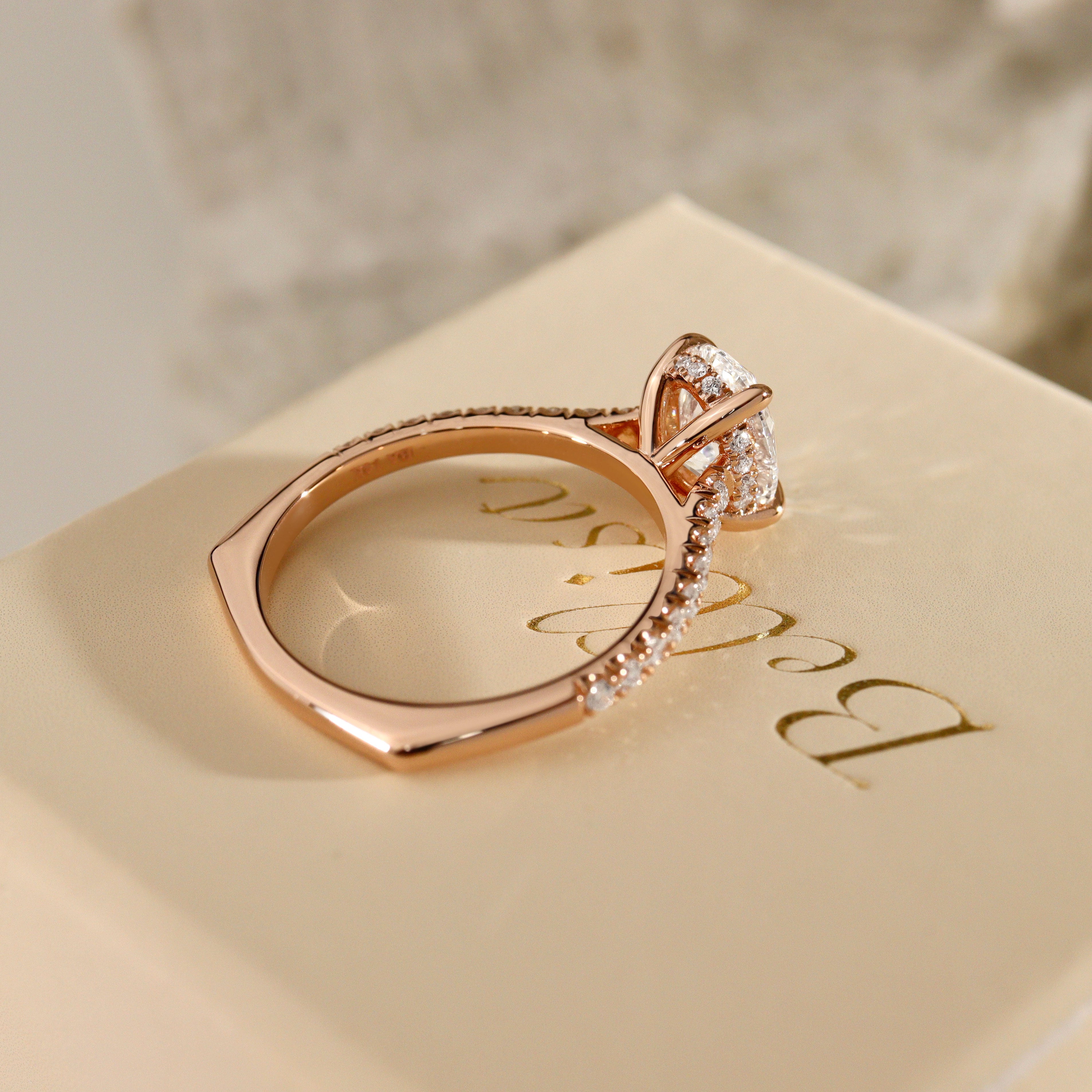 Customization -  Lab Diamond Riley Oval Hidden Halo Engagement Ring, w/ Euro Shank