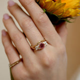 Anna's Dream Round Lab Ruby Cluster Engagement Ring