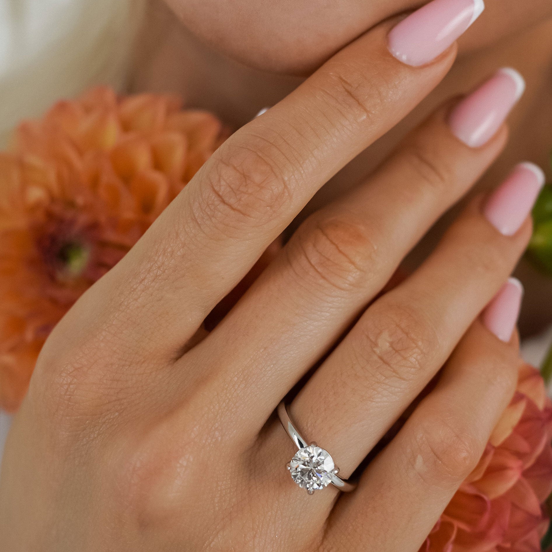 Chloe Round Cut Hidden Halo Engagement Ring, Moissanite/Lab Grown Diamond