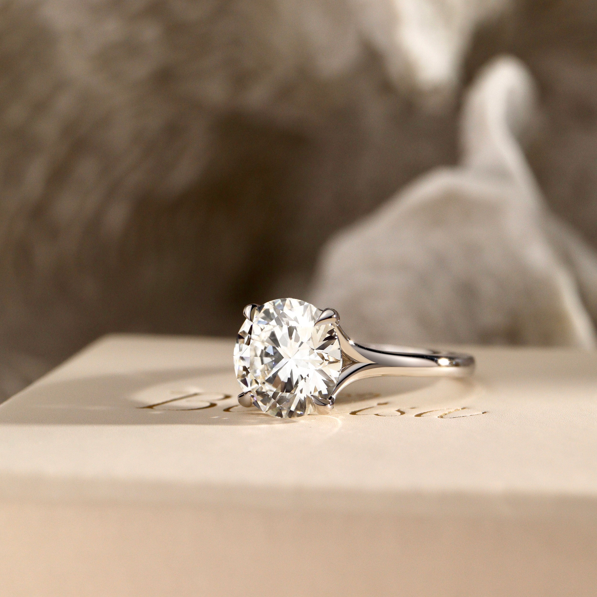 Juniper Round Trellis Solitaire Engagement Ring, Moissanite/Lab Grown Diamond